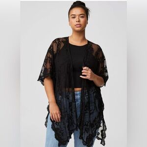 Elegant Black Lace Kimono Top